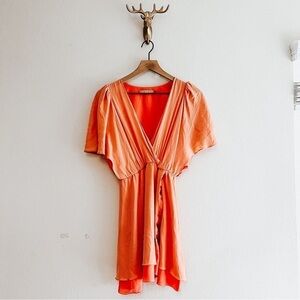 Alice + Olivia Women's Salmon/Peach Silk Blend Mini Dress Tunic Size XS